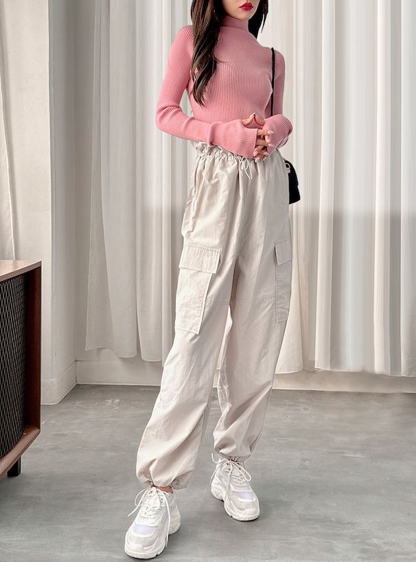 日本 GRL - 美式休閒抽繩束口褲-軍綠 (F)