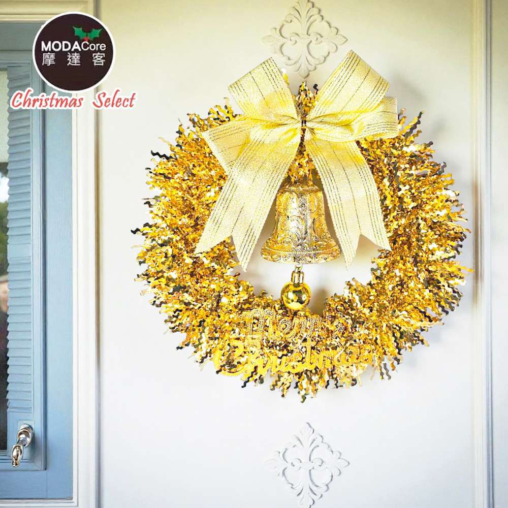 11吋璀璨金運系金蔥彎絲聖誕花圈_台灣工藝免組裝_本島免運費