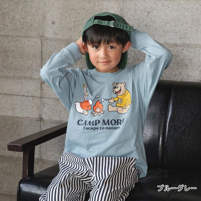 日本 BRANSHES - 100%棉 百搭印花縮口長袖上衣-美味披薩-棕橘