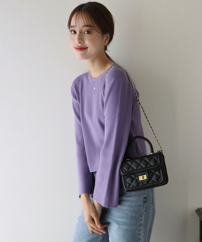 日本 BLUE EAST - 後交叉設計羅紋長袖上衣-咖啡棕