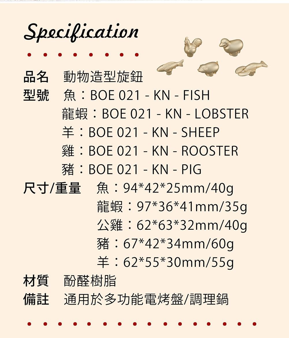 日本 BRUNO - 多功能電烤盤專用配件 造型旋鈕(ROOSTER公雞)