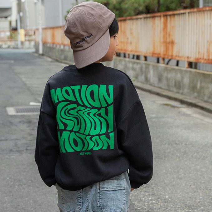 日本 BRANSHES - 街頭塗鴉風裏起毛長袖上衣-低調文字-黑