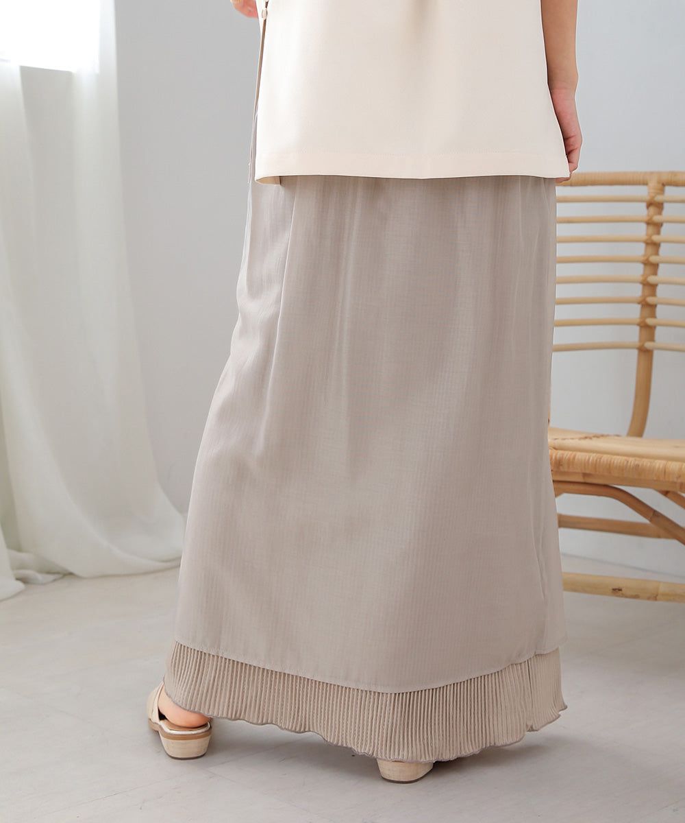 日本 Bab - 2WAY細摺拼接百搭長裙-淺灰