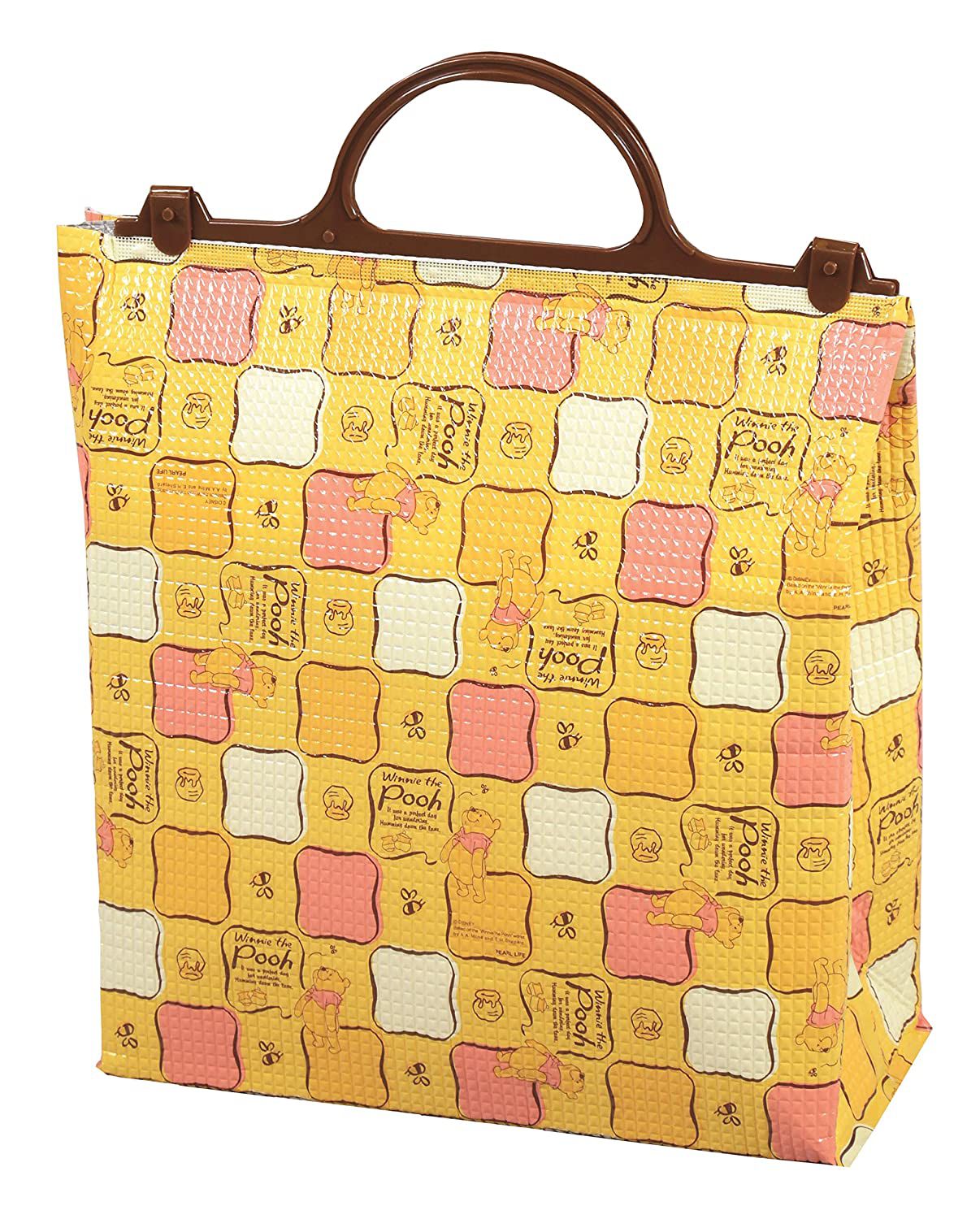 日本 Pearl金屬 - 超輕薄簡易保冷手提袋-小熊維尼格紋 (30x14x33cm)