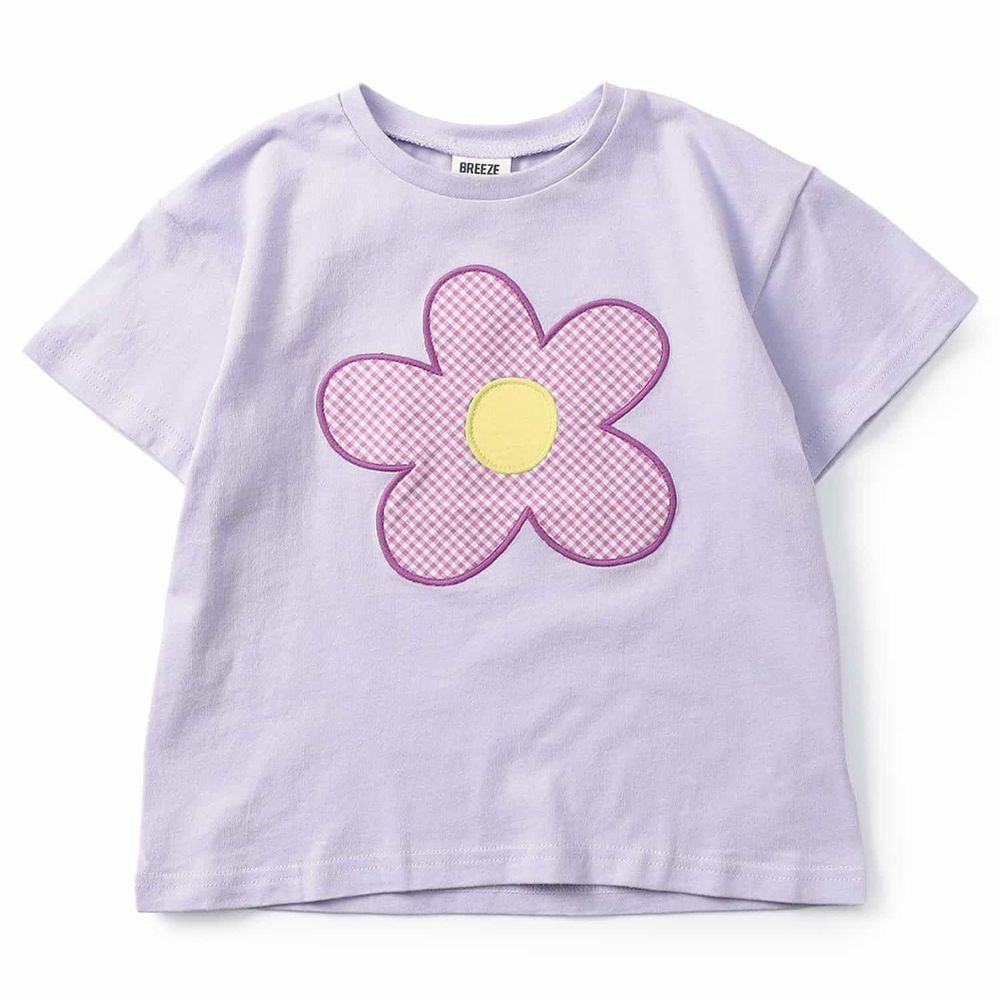 夏日風情女孩短袖上衣-大花朵-薰衣草
