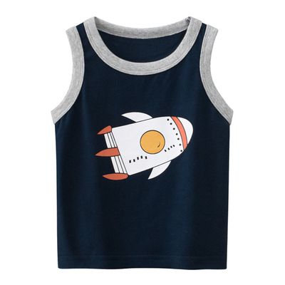27KIDS - 純棉無袖背心上衣-火箭-深藍色