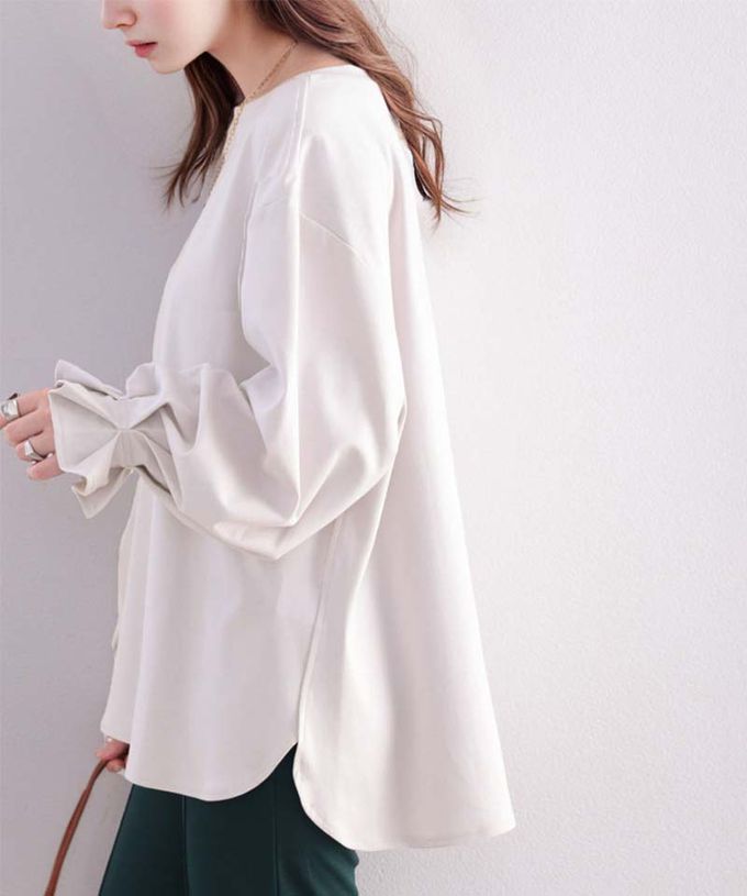 日本 Classical Elf - 100%棉 船領顯瘦糖果袖上衣-黑