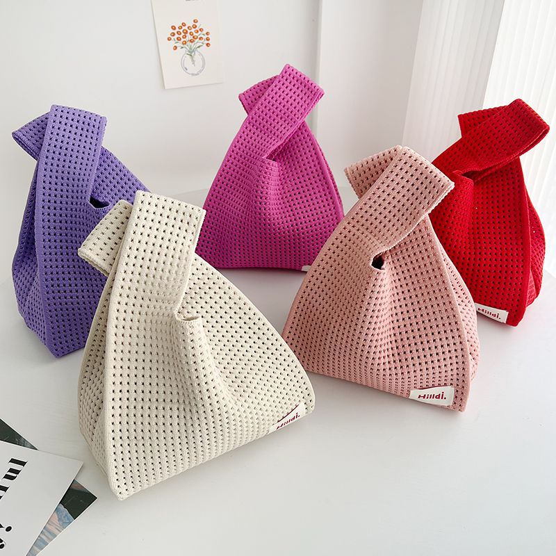 簍空休閒針織手拿包/手提包-草綠色 (20x35cm)