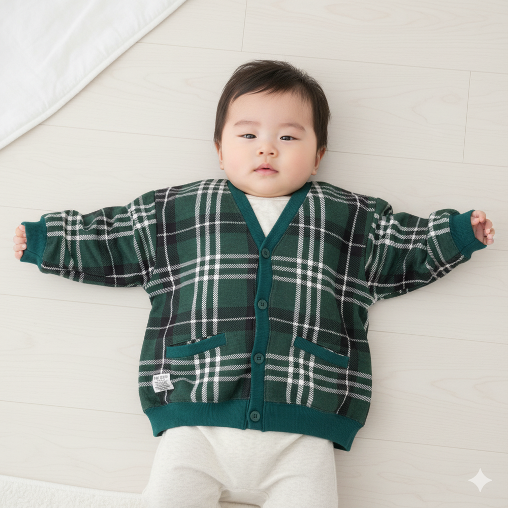 開襟外套-毛圈布-綠色