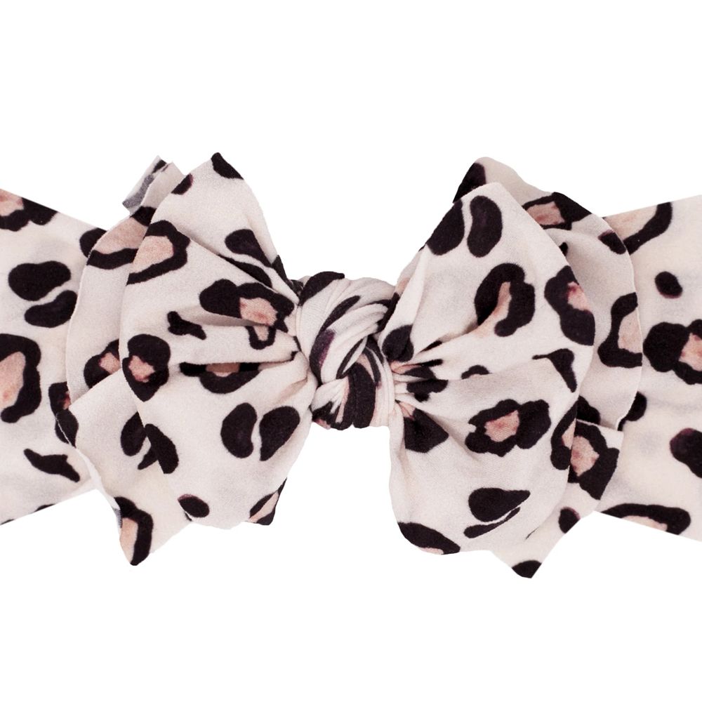 美國baby bling - 純手工極優雅細緻輕柔微彈性/毫無束縛感蝴蝶結髮帶/髮飾_印花菲比系列-小花豹