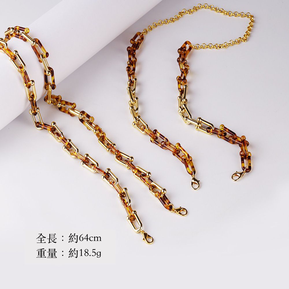 時尚琥珀拼接口罩/眼鏡掛鏈 (總長64cm)
