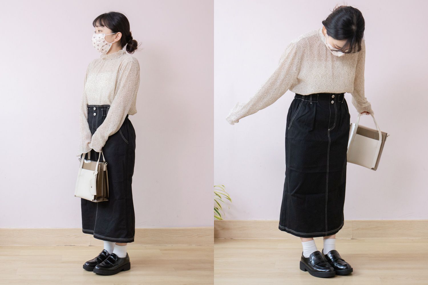 日本 ehka sopo - 百搭木耳滾邊短袖上衣-明亮粉