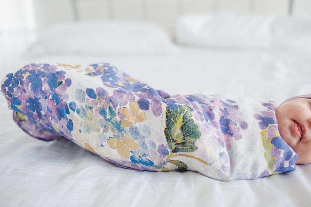 Loulou Lollipop - 竹纖維透氣包巾 - 主題款-紫色繡球花 (120x120cm)