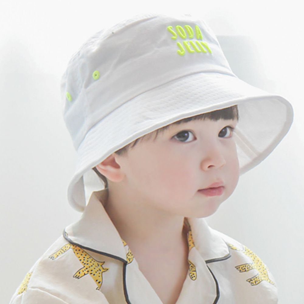 韓國 Babyblee - 活力汽水漁夫帽/遮陽帽-白 (頭圍：52cm)