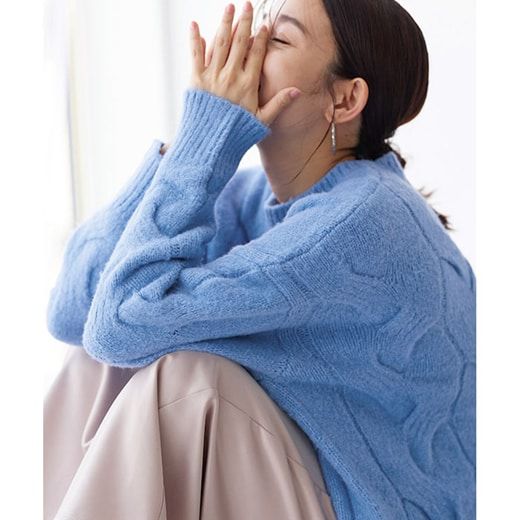 日本 Pierrot - 柔軟波浪紋針織毛衣-簡約黑