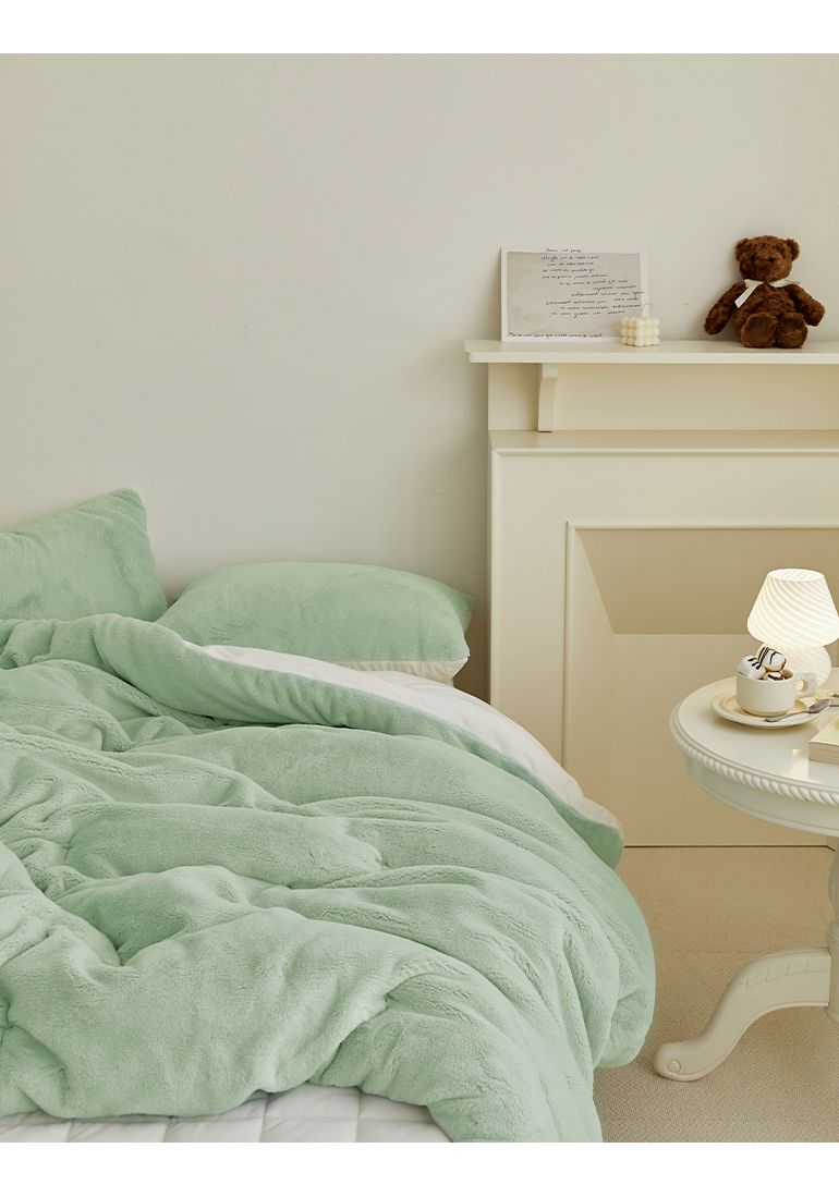 韓國 Maatila - 蓬鬆感高密度絨毛保暖棉被-湖水綠