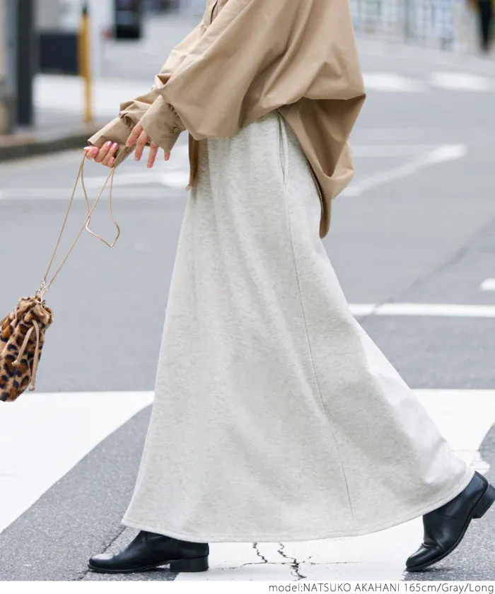 日本 COCA - 抗靜電/起球 裏起毛素面口袋長裙-黑