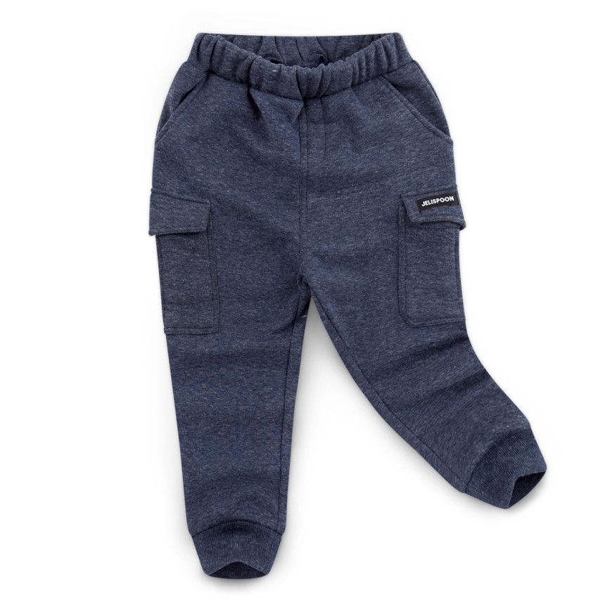 韓國 Jelispoon - (內刷毛)側邊雙口袋彈力褲-深藍