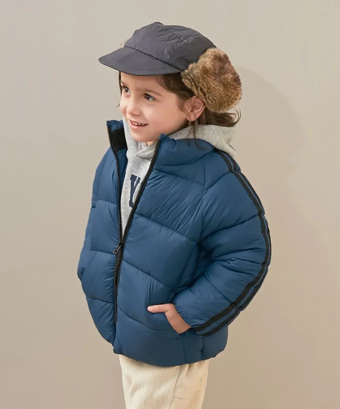 日本 devirock - 可機洗 輕量連帽保暖羽絨外套-手臂徽章-經典黑