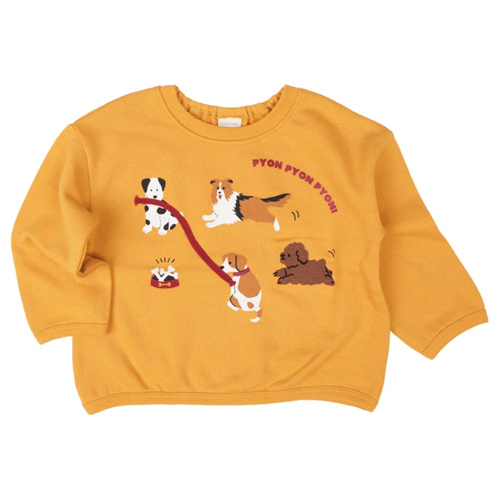 長袖休閒上衣-趣味圖案-黃色