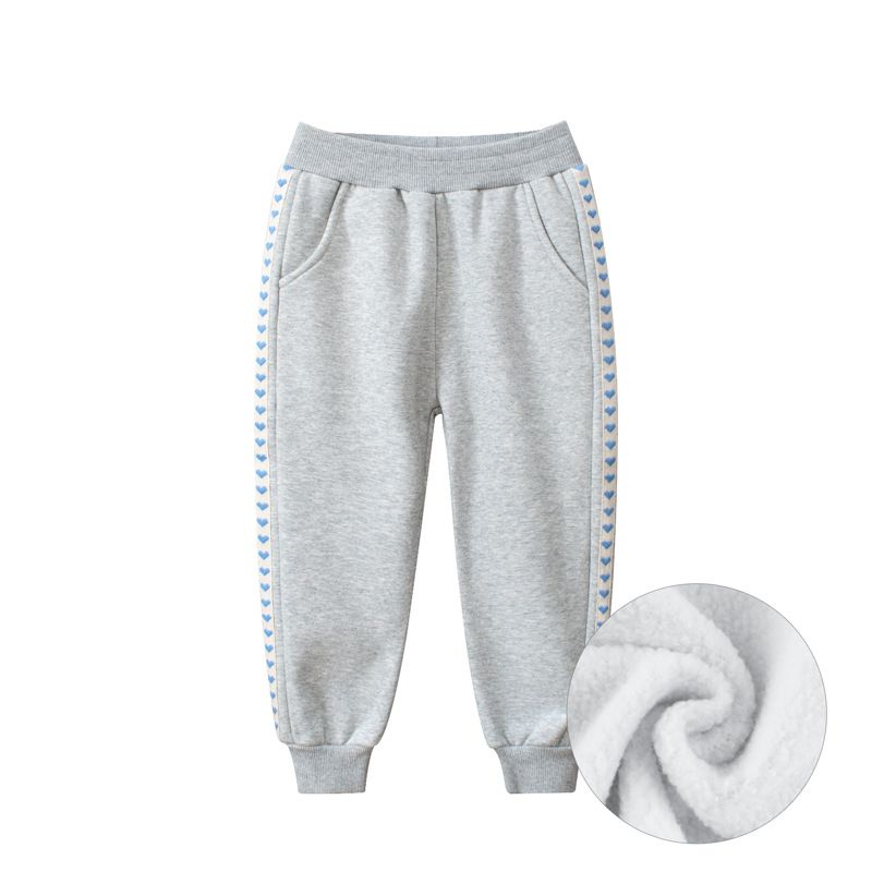 腰鬆緊束口運動長褲-側邊小愛心-灰色