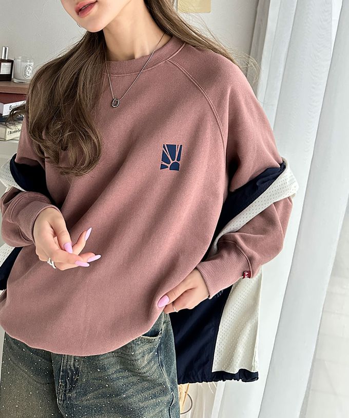 日本 Classical Elf - Java 背後美式logo裏起毛長袖上衣-煙燻粉