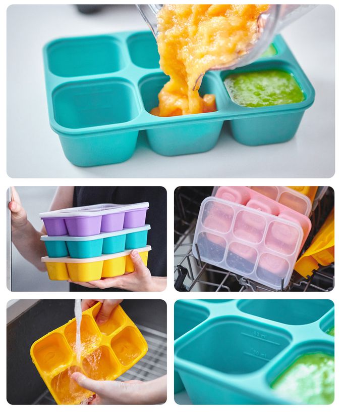 MARCUS＆MARCUS - 矽膠分裝保存盒3入組(黃長頸鹿＋紅獅子＋紫鯨魚)