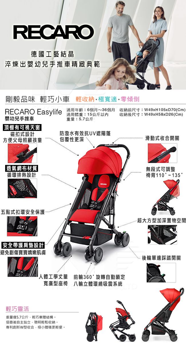 德國 RECARO - Easylife嬰幼兒手推車-寶石藍