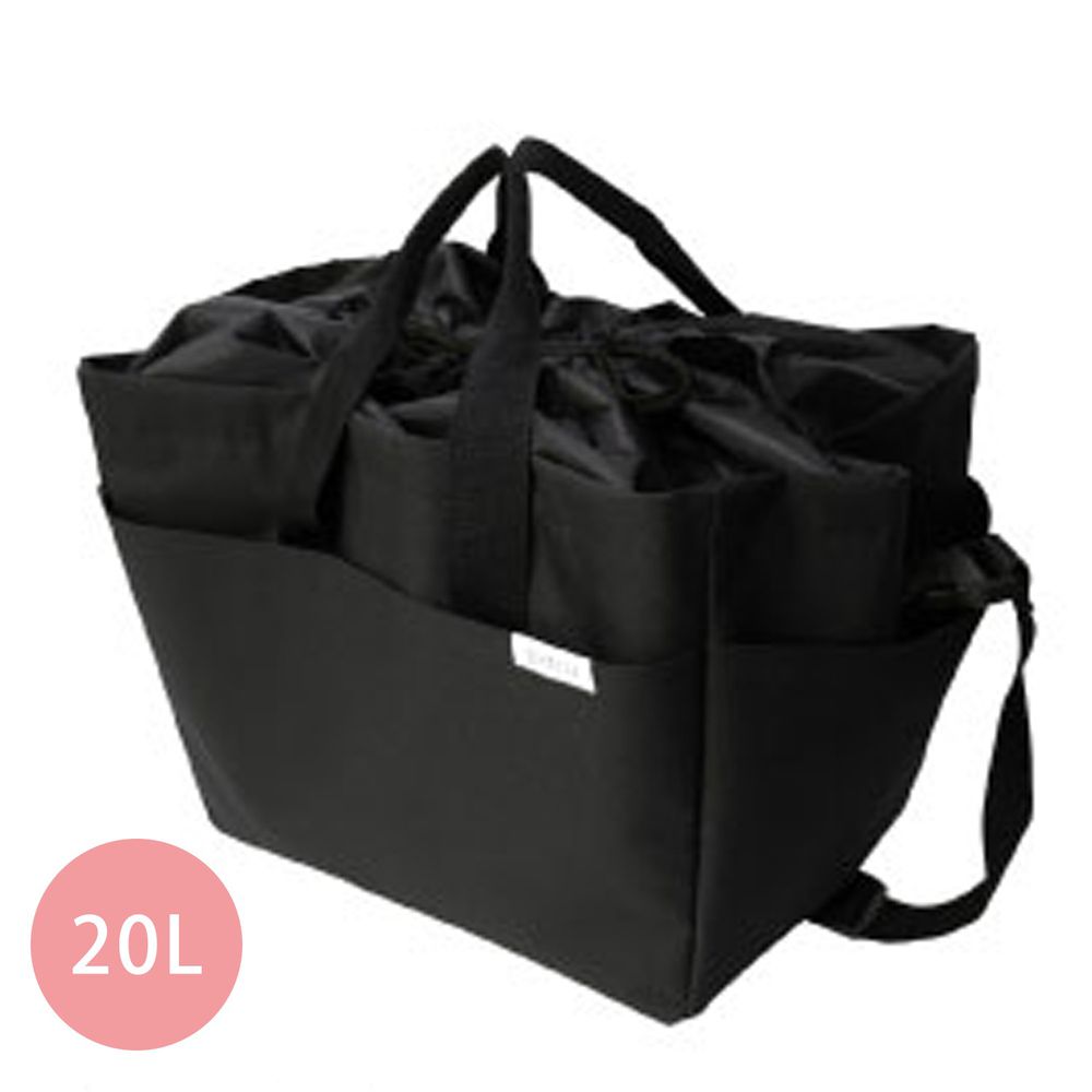 日本 Big Bee - 保冷購物袋(可裝購物籃)-黑-20L