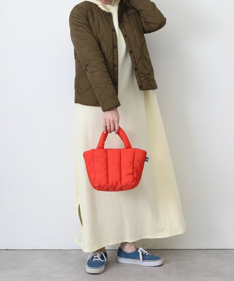 日本 COOCO - 衍縫鋪棉雲朵手提包-亮橘 (W20*H18*D14cm)