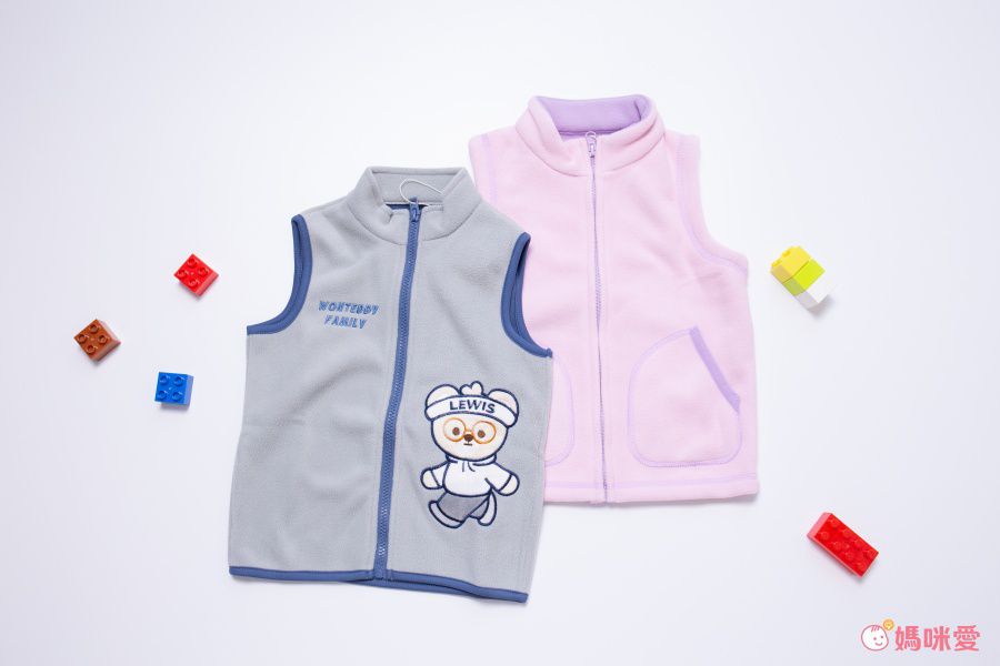 MAMDADKIDS - 搖粒絨保暖背心-小熊-藍色