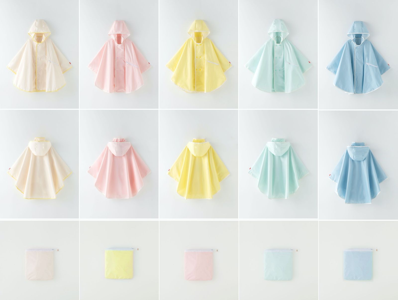 韓國 OZKIZ - 馬卡龍色兒童防風斗篷雨衣(可收納)-湖水綠