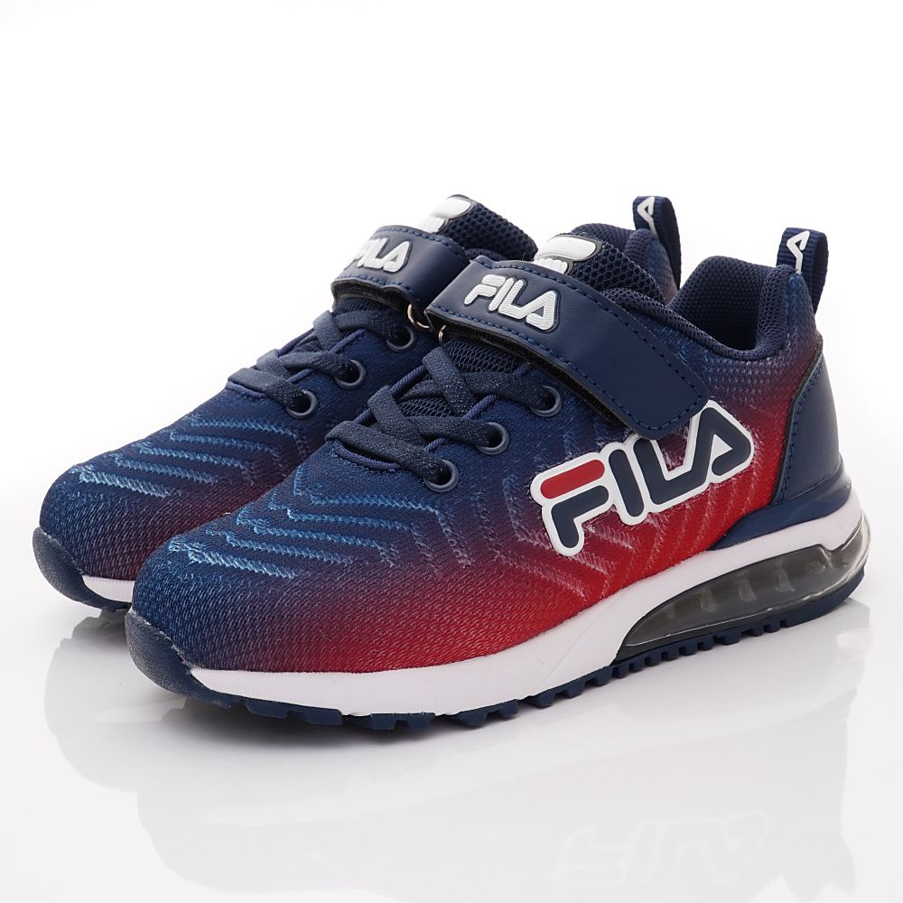 FILA - 氣墊慢跑運動鞋-3-J402X-313藍紅(中大童段)-運動鞋-藍紅