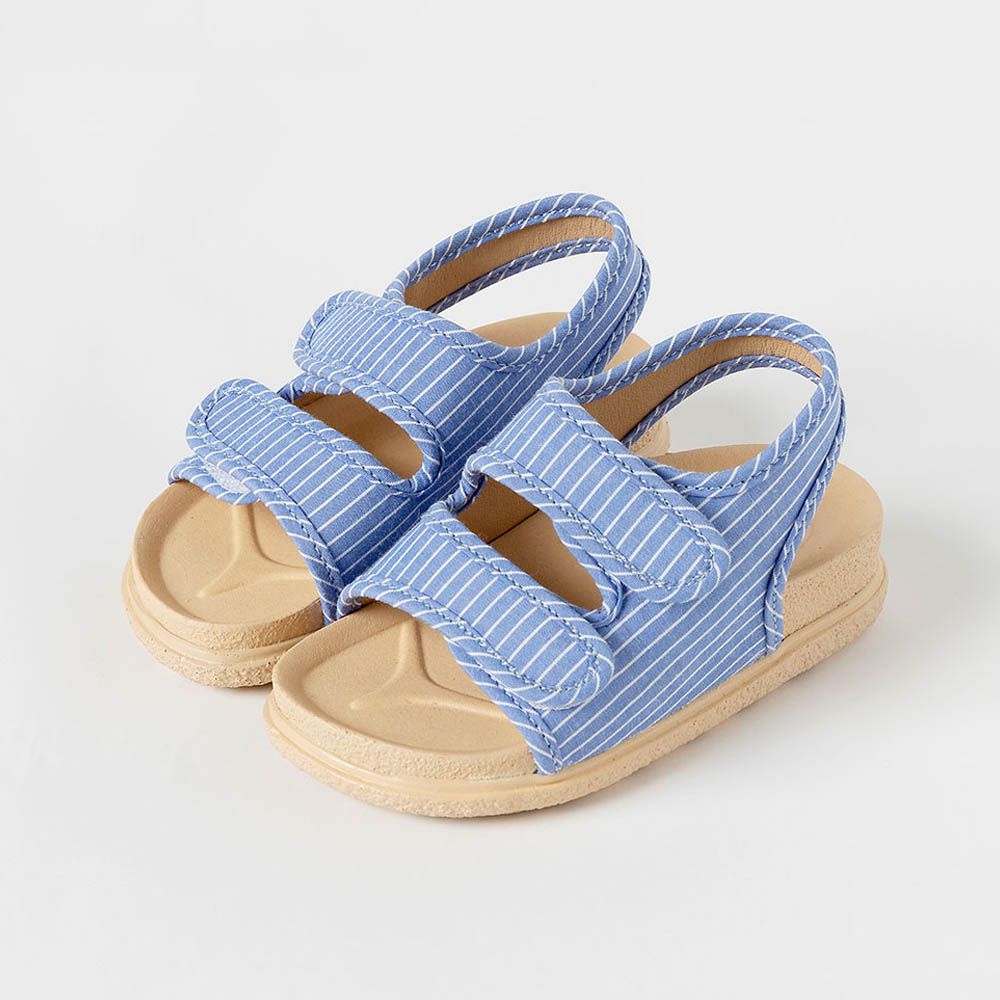 清爽直紋魔鬼氈休閒涼鞋-藍