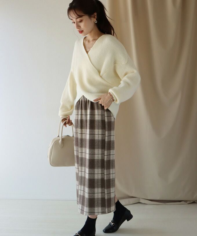 日本 BLUE EAST - 氣質修身學院風長裙-格紋-黑