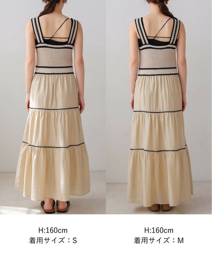 日本 Bab - 純棉針織拼接渡假風無袖洋裝-經典黑