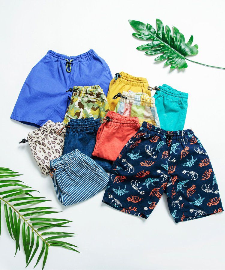 日本 BREEZE - 彩色標籤腰束口休閒短褲-軍綠