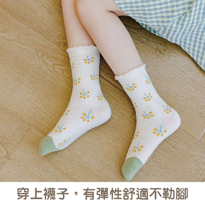 腳ㄚ子 - 兒童棉質中筒襪-翡翠森林