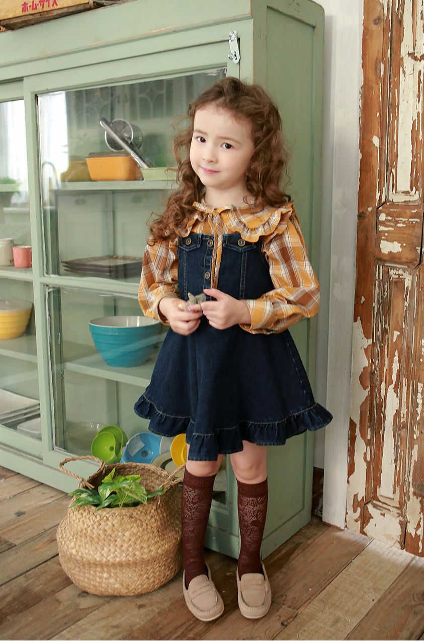 韓國 PuellaFLO - 銅釦牛仔背心裙-深藍