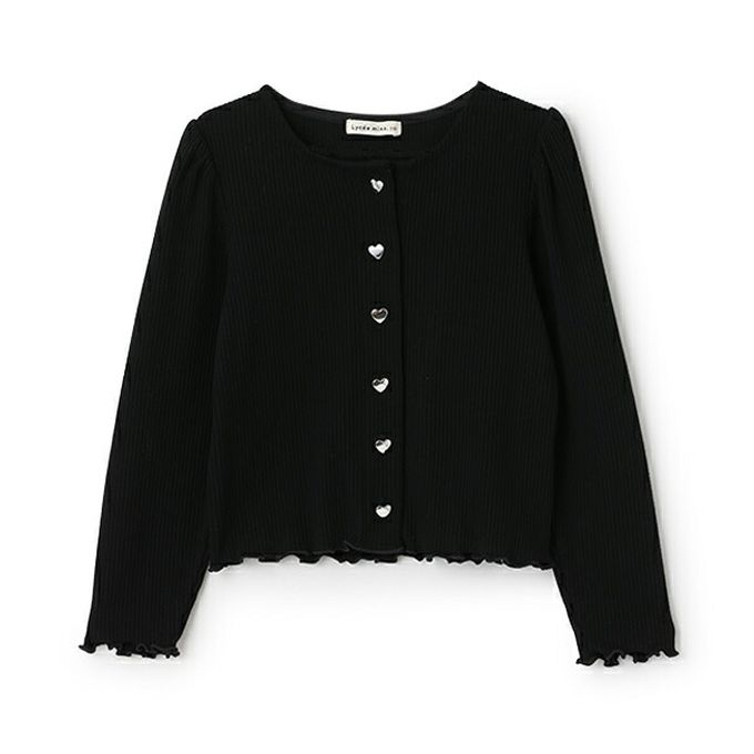 日本 Lycee mine - 愛心鈕扣羅紋針織薄外套-熱情紅