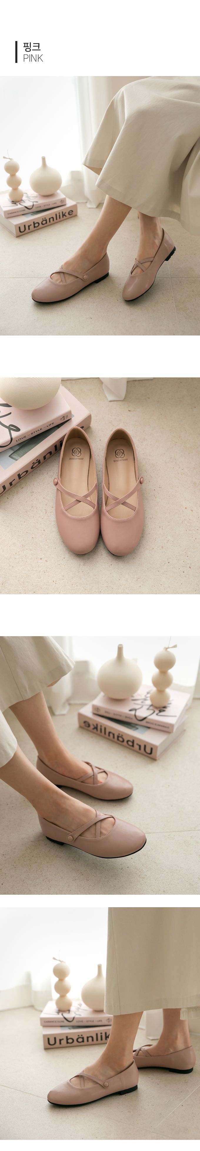 韓國 PINKELEPHANT - 心動交叉瑪莉珍包鞋(1cm)-粉