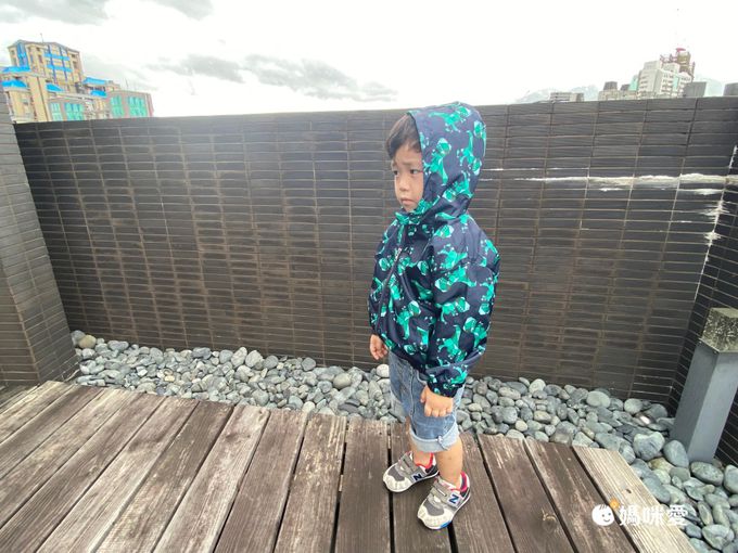 兒童連帽防風外套-星星-藍色