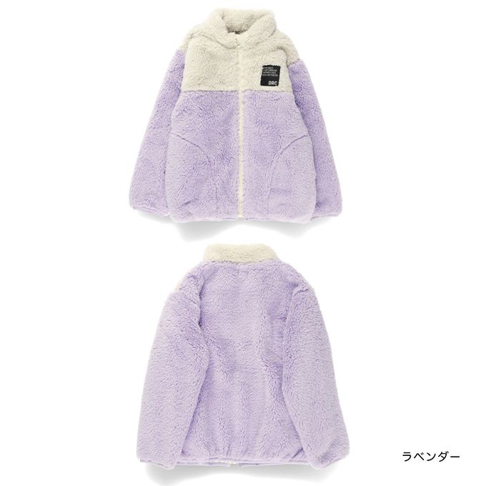 日本 BRANSHES - 泰迪熊絨毛保暖拉鍊外套-白x紫