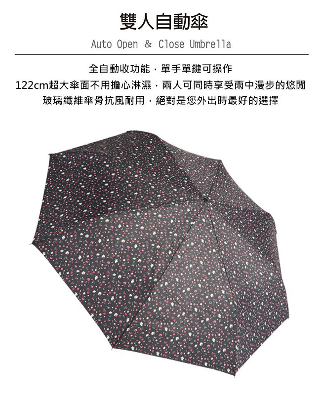 Rainstory - 抗UV雙人自動開收傘-愛戀小碎花