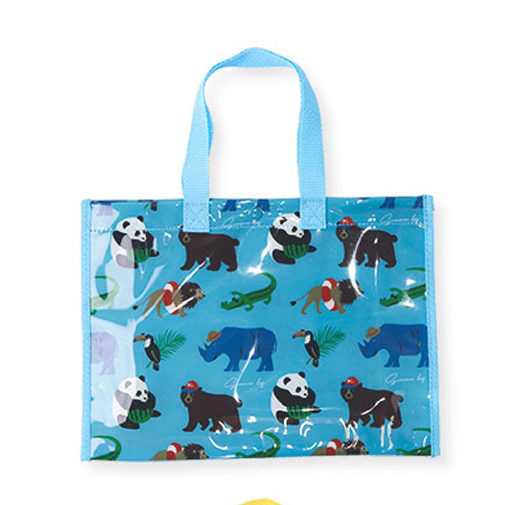 日本 ZOOLAND - 防水PVC手提袋/游泳包-可愛動物-水藍 (25x34cm)