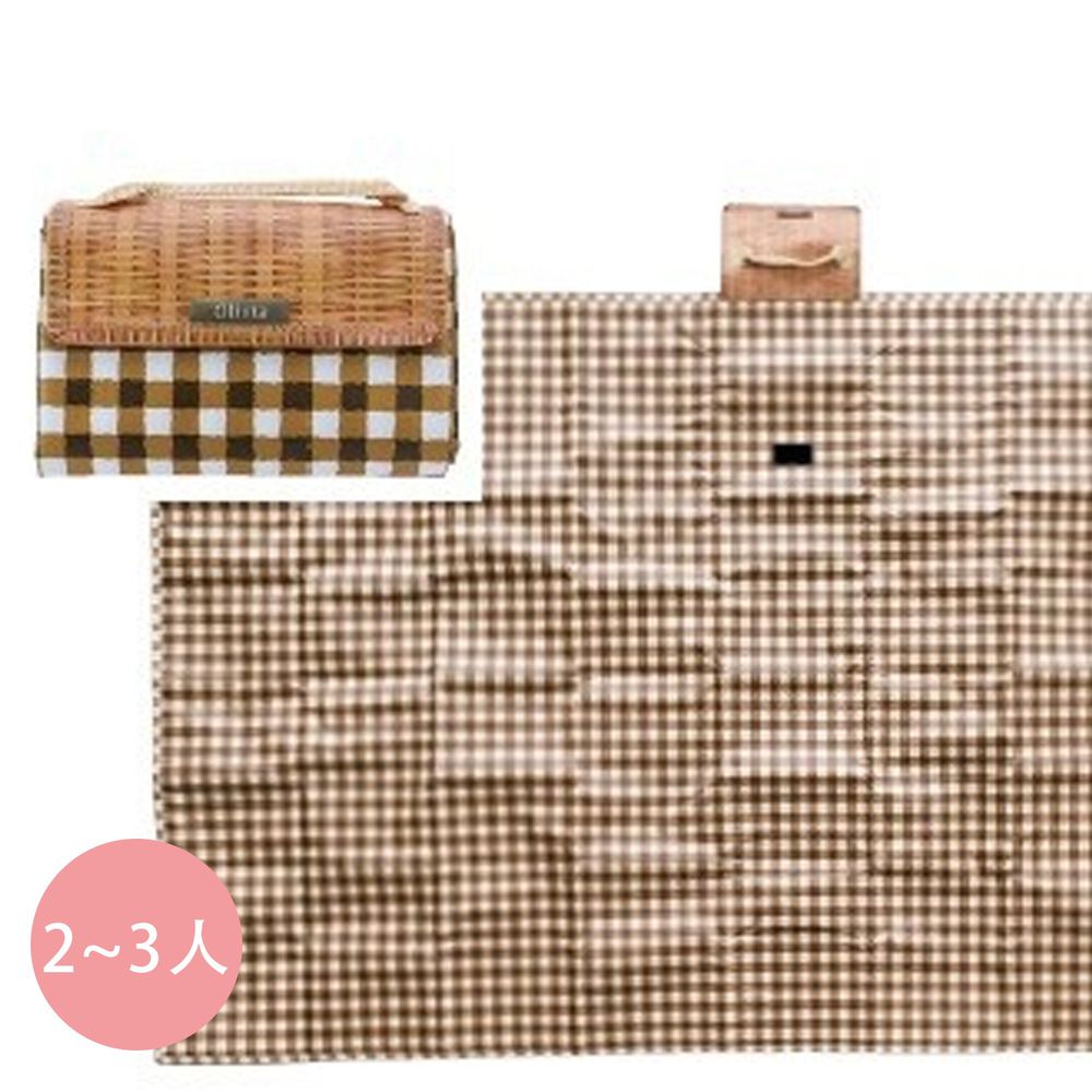 日本現代百貨 - 輕便可收納 防水野餐墊(2-3人)-咖白格子 (150x90cm)