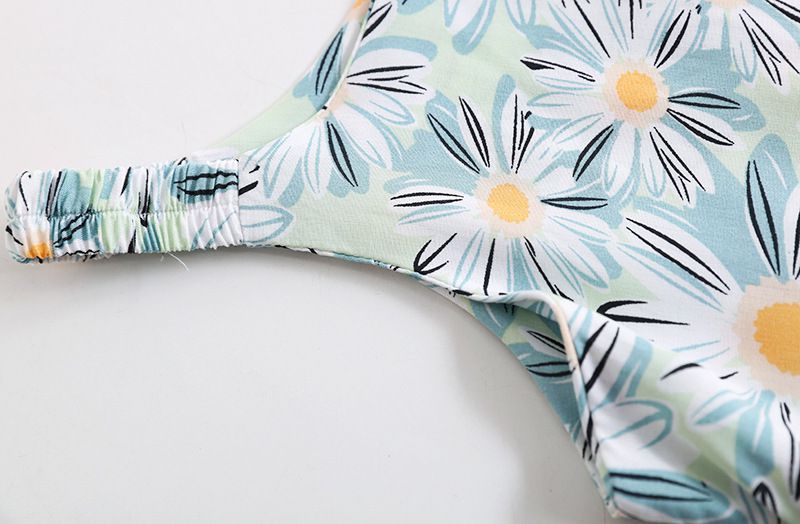 甜美蛋糕裙洋裝-滿版花朵-藍+粉+橘