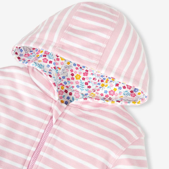 英國 JoJo Maman BeBe - 幼/兒童雙面穿100%純棉保暖連帽外套-櫻花兔