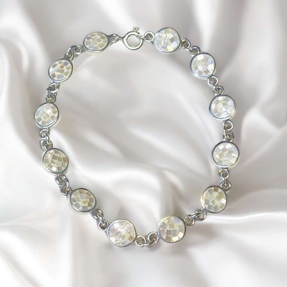 白色拼接花紋圓形手鍊 (F SIZE)