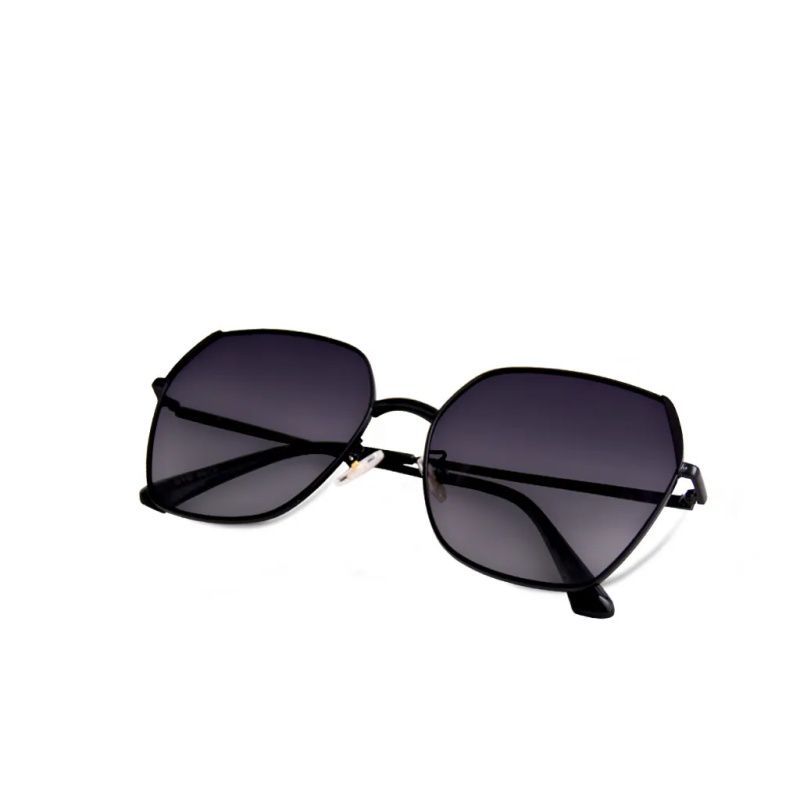 ALEGANT - 俐落時尚炭晶灰拚邊微方霧黑細框偏光墨鏡│UV400太陽眼鏡